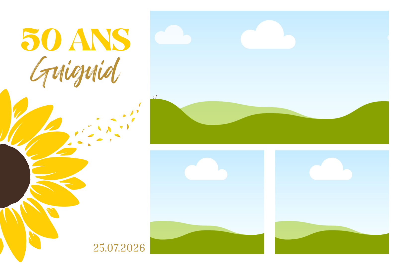 Cadre tournesol créé pour un anniversaire 50 ans.